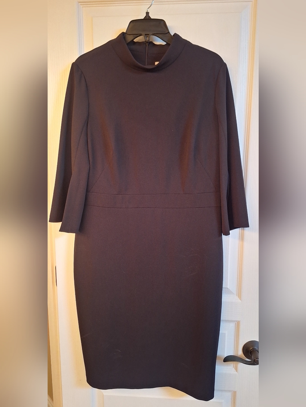 Classic Black Midi Dress with Mock Neck